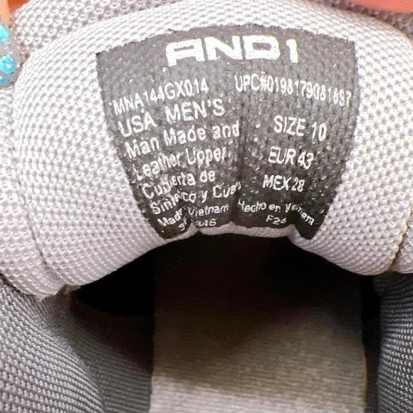 AND1 Heatcheck Basketball Sneakers Men's Size 10 Gray Basketball Sport Shoes - Picture 8 of 8